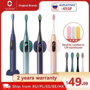 Global Version Oclean x pro Sonic Electric Toothbrush Adult IPX7 2-in-1 Charger Holder Color Touch Screen Toothbrush Fast Charge